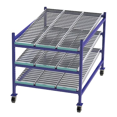 Mobile Gravity Flow Rack, 72 in D, 48 in W, 54 in H, 3 Shelves MPN:FCM99SR48723