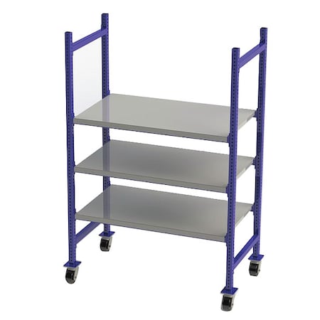 Mobile Bulk Storage Rack, 28 in D, 52 in W, 3 Shelves, Blue MPN:FCMFS52283