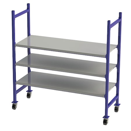 Mobile Gravity Flow Rack, 28 in D, 76 in W, 3 Shelves, 3 Shelves MPN:FCMFS76283