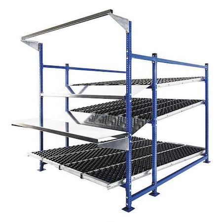 Starter Gravity Flow Rack Workstation, 96 in D, 72 in W, 3 Shelves, Blue MPN:FCW99WSW72963