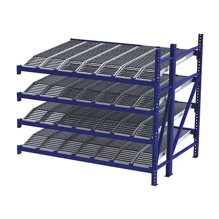 Add-On Gravity Flow Rack, 72 in D, 96 in W, 4 Shelves, Blue MPN:RR99K2R8X6-A