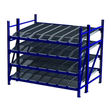 Starter Gravity Flow Rack, 72 in D, 96 in W, 4 Shelves, Blue MPN:RR99K2R8X6-S