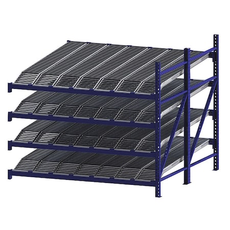 Add-On Gravity Flow Rack, 96 in D, 96 in W, 4 Shelves, Blue MPN:RR99K2R8X8-A