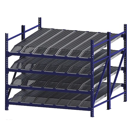 Starter Gravity Flow Rack, 96 in D, 96 in W, 4 Shelves, Blue MPN:RR99K2R8X8-S