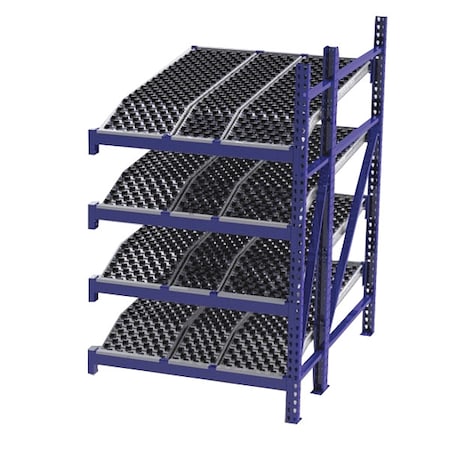 Add-On Gravity Flow Rack, 72 in D, 48 in W, 4 Shelves, Blue MPN:RR99K2W4X6-A