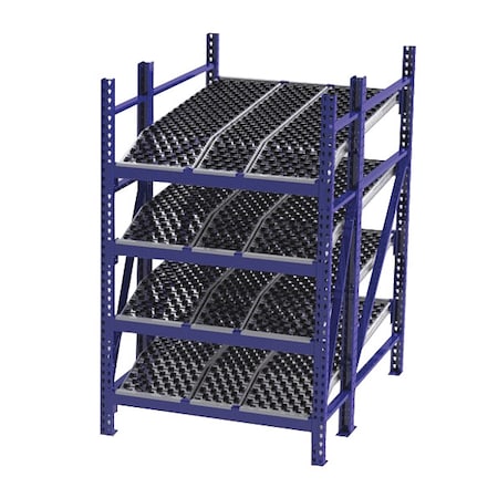 Starter Gravity Flow Rack, 72 in D, 48 in W, 4 Shelves, Blue MPN:RR99K2W4X6-S