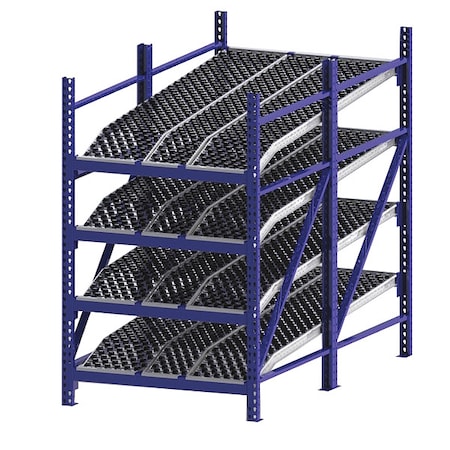 Starter Gravity Flow Rack, 96 in D, 48 in W, 4 Shelves, Blue MPN:RR99K2W4X8-S