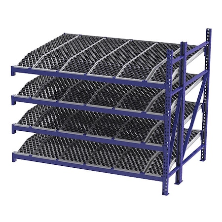 Add-On Gravity Flow Rack, 72 in D, 96 in W, 4 Shelves, Blue MPN:RR99K2W8X6-A