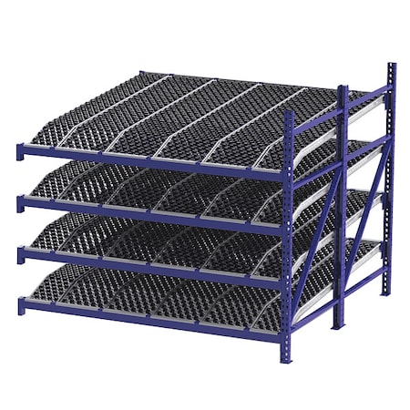 Add-On Gravity Flow Rack, 96 in D, 96 in W, 4 Shelves, Blue MPN:RR99K2W8X8-A