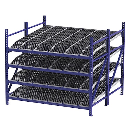 Starter Gravity Flow Rack, 96 in D, 96 in W, 4 Shelves, Blue MPN:RR99K2W8X8-S