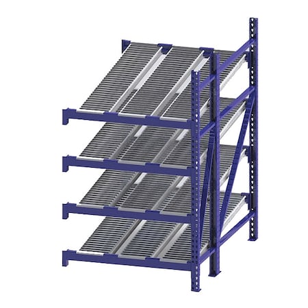 Add-On Gravity Flow Rack, 72 in D, 48 in W, 4 Shelves, Blue MPN:RR99S2R4X6-A