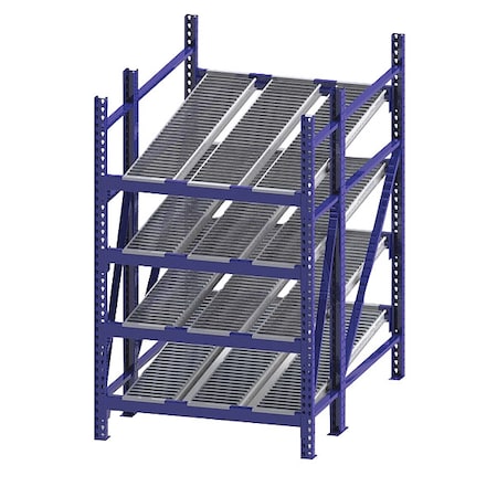 Starter Gravity Flow Rack, 72 in D, 48 in W, 4 Shelves, Blue MPN:RR99S2R4X6-S