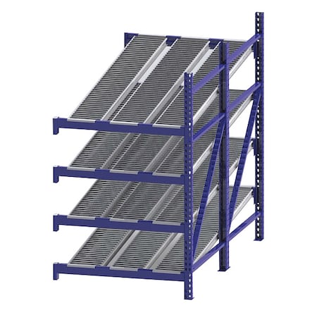 Add-On Gravity Flow Rack, 96 in D, 48 in W, 4 Shelves, Blue MPN:RR99S2R4X8-A