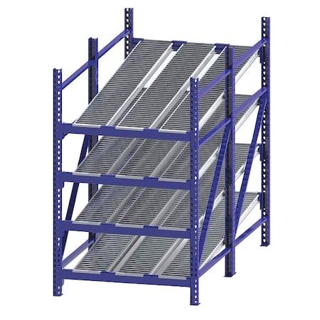 Starter Gravity Flow Rack, 96 in D, 48 in W, 4 Shelves, Blue MPN:RR99S2R4X8-S
