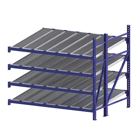 Add-On Gravity Flow Rack, 72 in D, 96 in W, 4 Shelves, Blue MPN:RR99S2R8X6-A