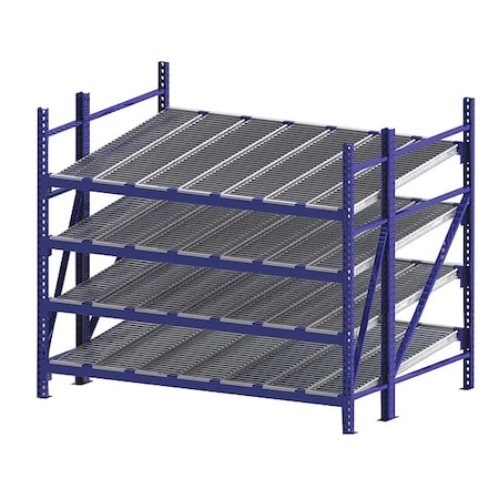 Starter Gravity Flow Rack, 72 in D, 96 in W, 4 Shelves, Blue MPN:RR99S2R8X6-S