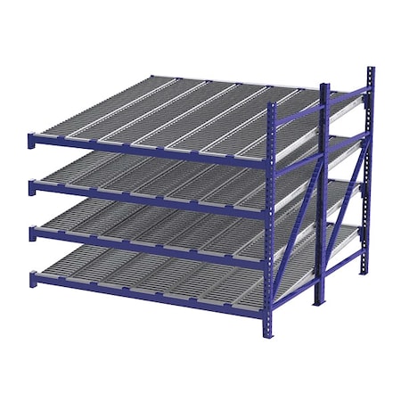 Add-On Gravity Flow Rack, 96 in D, 96 in W, 4 Shelves, Blue MPN:RR99S2R8X8-A