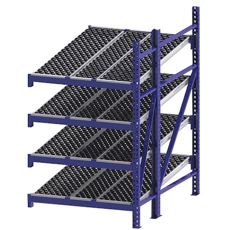 Add-On Gravity Flow Rack, 72 in D, 48 in W, 4 Shelves, Blue MPN:RR99S2W4X6-A