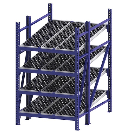 Starter Gravity Flow Rack, 72 in D, 48 in W, 4 Shelves, Blue MPN:RR99S2W4X6-S