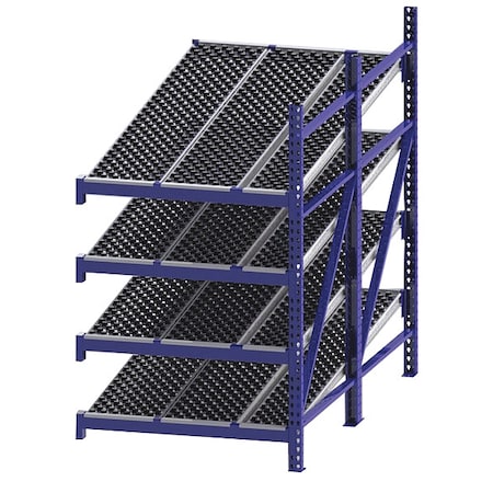Add-On Gravity Flow Rack, 96 in D, 48 in W, 4 Shelves, Blue MPN:RR99S2W4X8-A