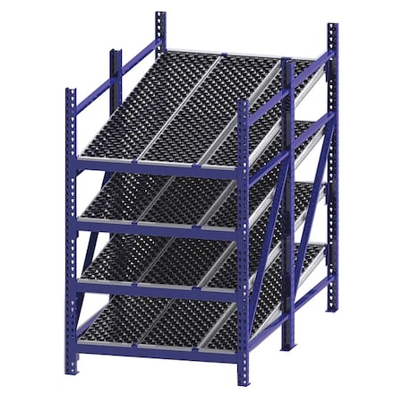 Starter Gravity Flow Rack, 96 in D, 48 in W, 4 Shelves, Blue MPN:RR99S2W4X8-S
