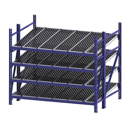 Starter Gravity Flow Rack, 72 in D, 96 in W, 4 Shelves, Blue MPN:RR99S2W8X6-S