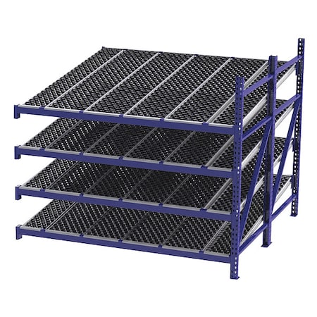 Add-On Gravity Flow Rack, 96 in D, 96 in W, 4 Shelves, Blue MPN:RR99S2W8X8-A