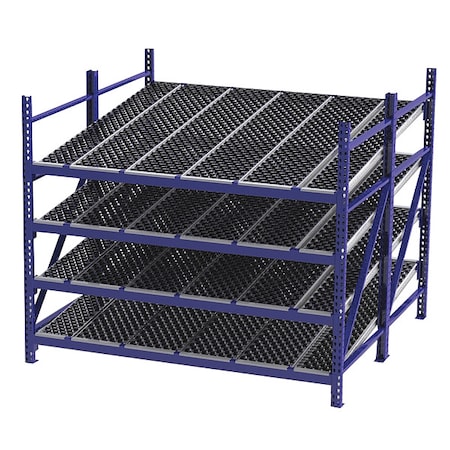 Starter Gravity Flow Rack, 96 in D, 96 in W, 4 Shelves, Blue MPN:RR99S2W8X8-S