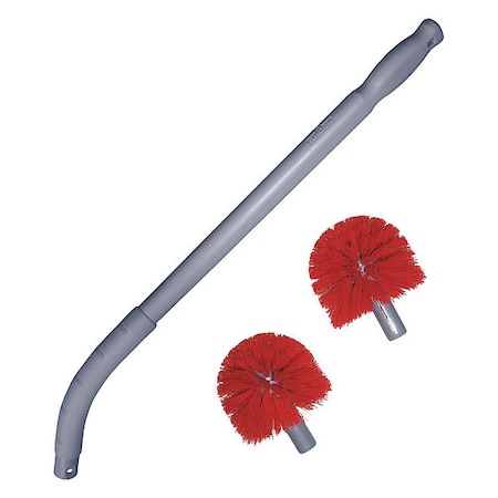 9.1 in W Toilet Brush, 22 1/2 in L Handle, 3 1/2 in L Brush, Red, Plastic, 26 in L Overall MPN:BBCOR
