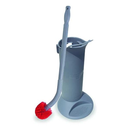 5 in W Toilet Brush with Caddy, 24 in L Handle, 2 in L Brush, Red, Plastic, 26 in L Overall MPN:BBWHR