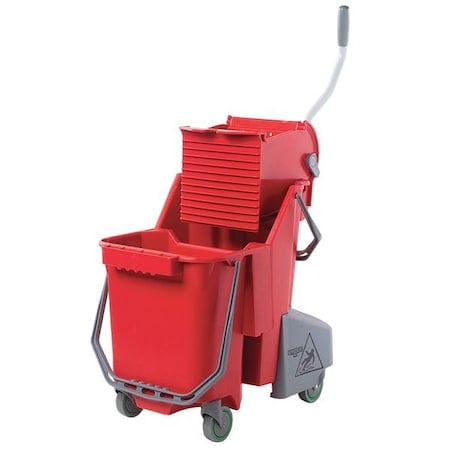 8 gal CLEANERx Dual Bucket Side Press Mop Bucket and Wringer, Red, Polypropylene MPN:COMBR