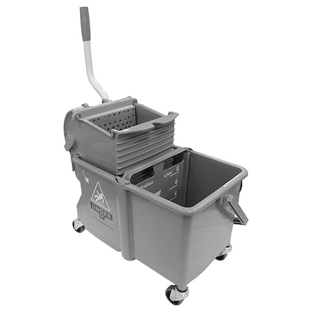 4 gal CLEANERx Dual Bucket Side Press Mop Bucket and Wringer, Gray, Polypropylene MPN:COMSG