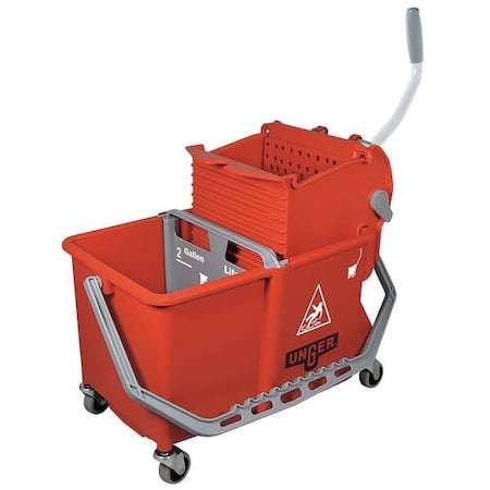4 gal CLEANERx Dual Bucket Side Press Mop Bucket and Wringer, Red, Polypropylene MPN:COMSR
