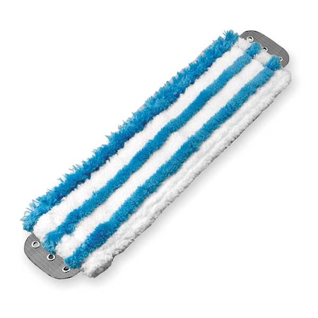 16 in L Flat Mop Pad, 16 oz Dry Wt, Clamp On Connection, Cut-End, Blue, Microfiber, MD40B MPN:MD40B