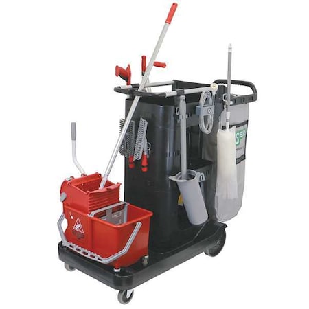 Janitor Cart, Polypropylene, 51-1/2inL, Blk MPN:RRSPC