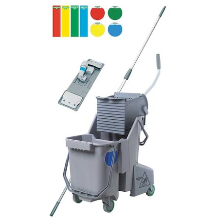 8 gal SmartColor Floor Cleaning Kit Side Press Mop Bucket and Wringer, Gray, Polypropylene MPN:SCFPG