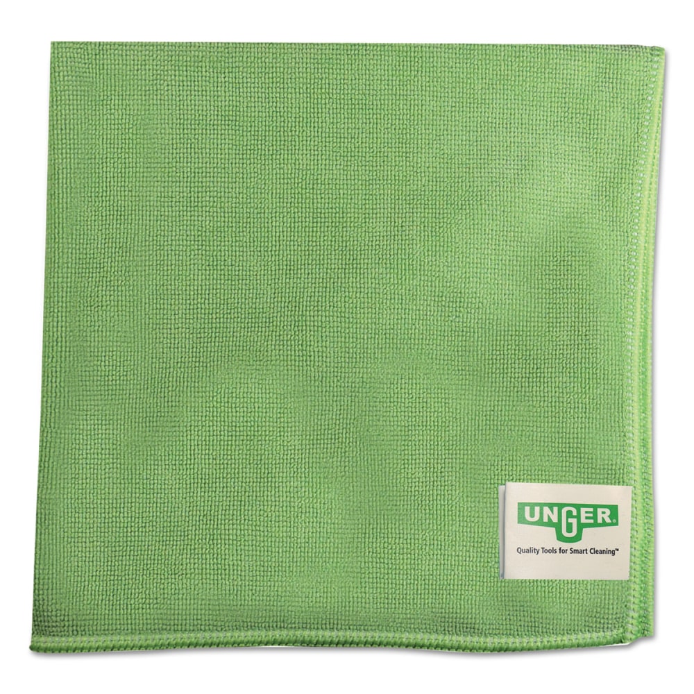 Unger SmartColor MicroWipes, Microfiber, 16 x 15, Green, 10/Pack MPN:MF400