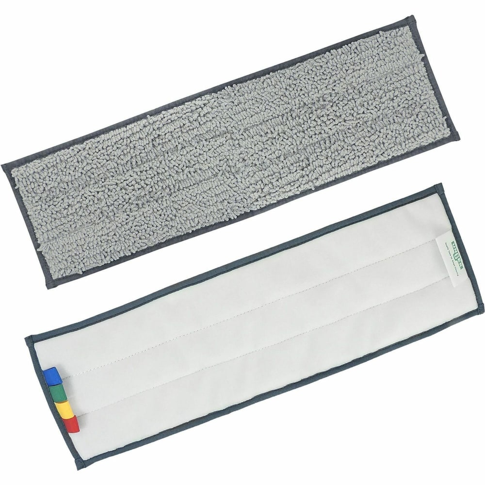 Unger Excella Cleaning Pads - Rectangle20in Length - Floor, Mopping - Hook & Loop Fastener, Durable - MicroFiber, Polyester - Green, Black - 1 Each MPN:EF40M
