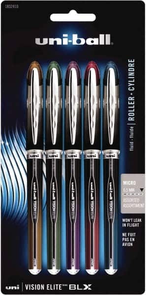 Stick Pen: 0.5 mm Tip, Blue, Black, Brown, Green, Purple & Red Ink MPN:1832410