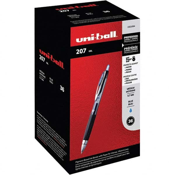 Retractable Gel Pen: 0.7 mm Tip, Blue Ink MPN:1921064