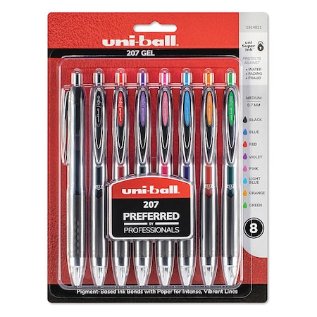 Retractable Gel Pen Set, Medium 0.7 mm, Assorted PK8 MPN:40110