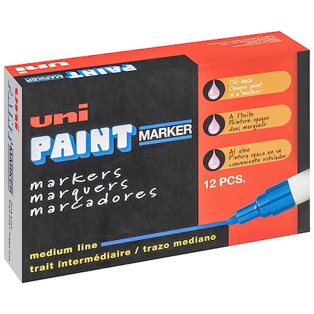 Permanent Marker, Medium Tip, Black Color Family, Paint, 12 PK MPN:63601
