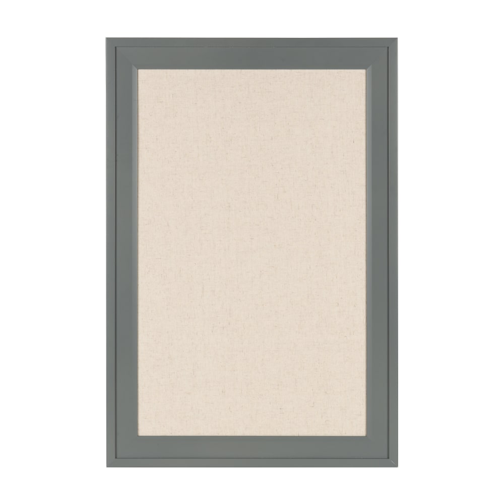 DesignOvations Bosc Non-Magnetic Framed Linen Fabric Pinboard, 18-1/2in x 27-1/2in, Beige, Gray Plastic Frame MPN:211502