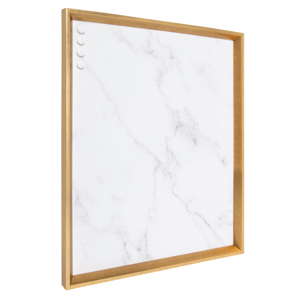 Kate and Laurel Calter Magnetic Decorative Memo Board, Canvas, 21-1/2in x 27-1/2in, Marble, Gold Plastic Frame MPN:213942