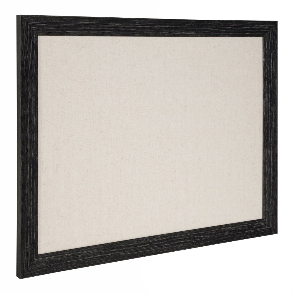 DesignOvations Beatrice Non-Magnetic Framed Linen Fabric Pinboard, 23in x 29in, Beige, Black Plastic Frame MPN:217356