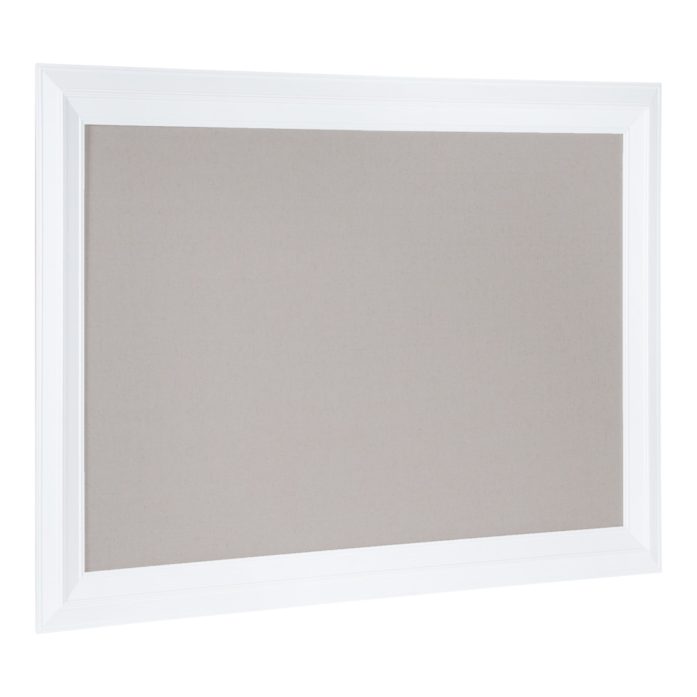 Kate and Laurel Whitley Non-Magnetic Framed Linen Fabric Pinboard, 29-1/2in x 45-1/2in, Gray, Gray Plastic Frame MPN:218097