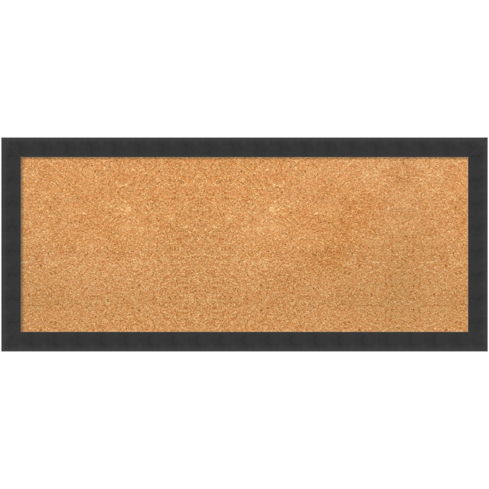 Amanti Art Cork Bulletin Board, 32in x 14in, Natural, Mezzanotte Black Wood Frame MPN:A42702967403