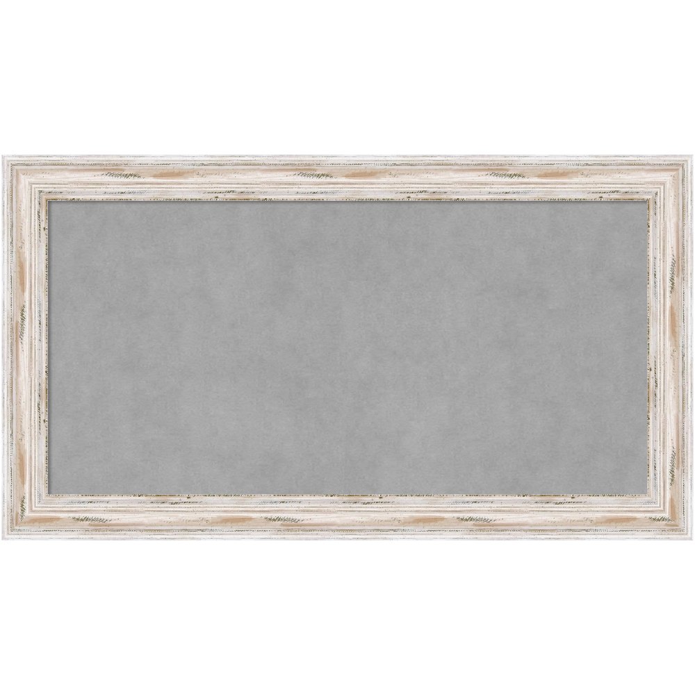 Amanti Art Narrow Magnetic Bulletin Board, Aluminum/Steel, 27in x 15in, Alexandria White Wash Wood Frame MPN:A42702972387