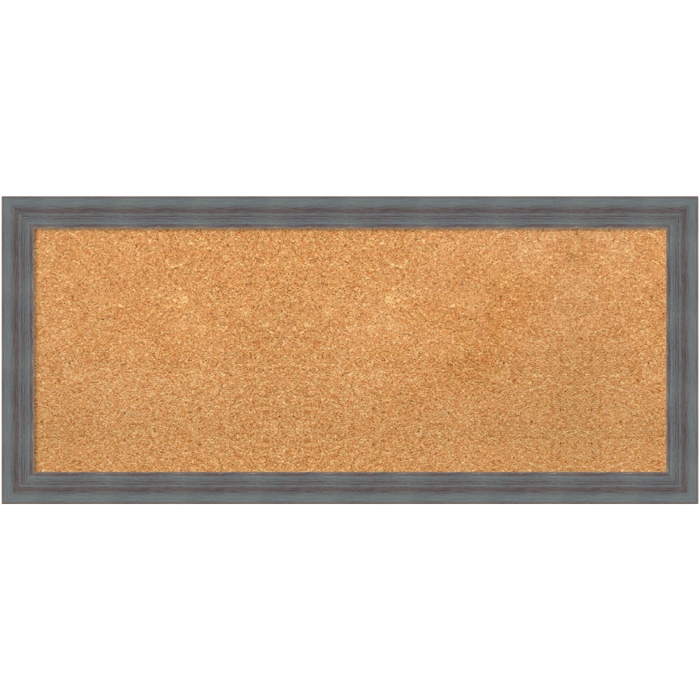 Amanti Art Dixie Non-Magnetic Cork Bulletin Board, 32in x 14in, Natural, Blue Gray Wood Frame MPN:A42703907412