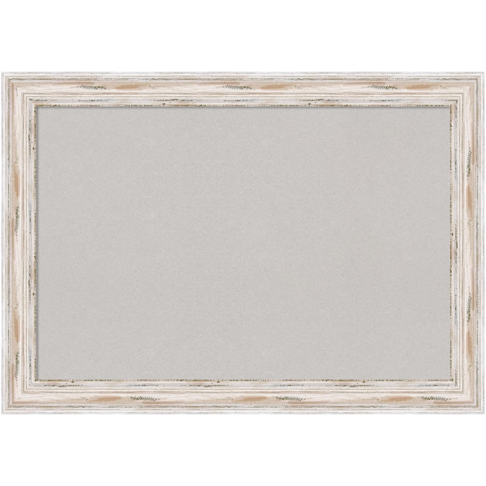 Amanti Art Cork Bulletin Board, 41in x 29in, Gray, Alexandria Whitewash Wood Frame MPN:A42703979443